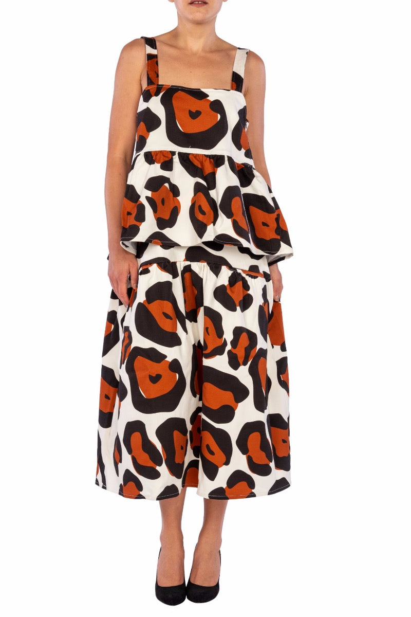 WEISS gepunktetes Midikleid mit dünnen Trägern