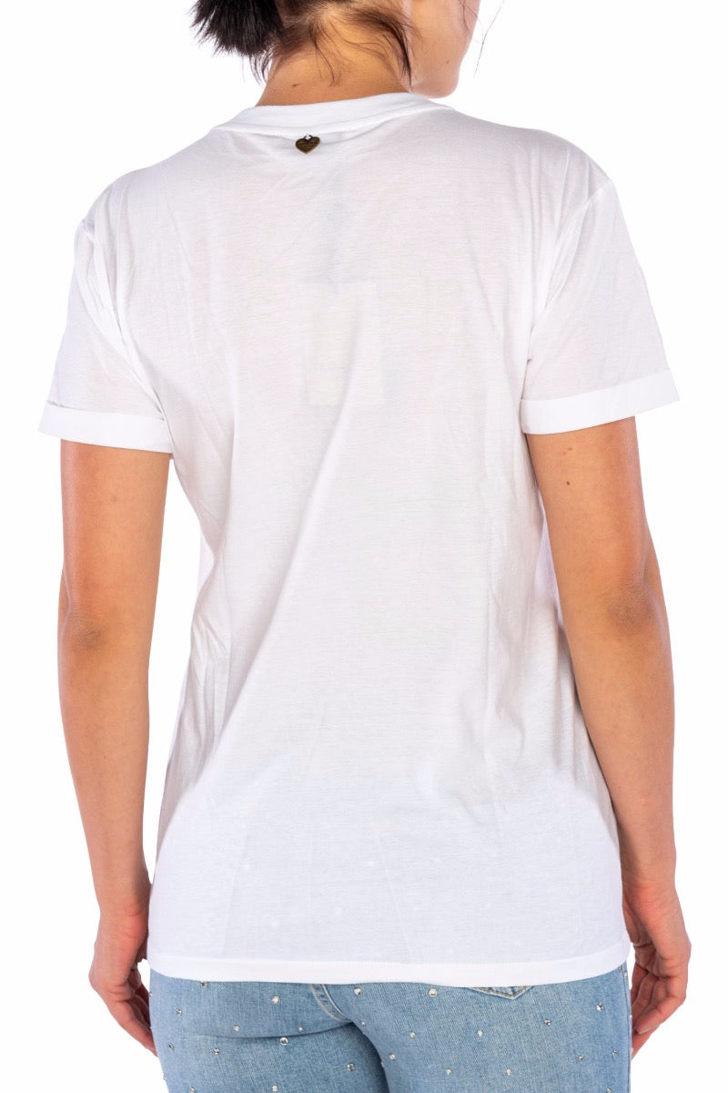 TWINSET Weiße T-Shirt mit Blumendruck