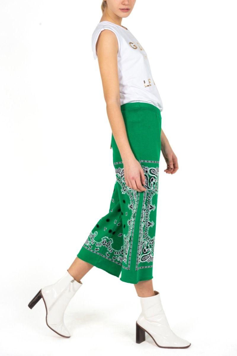 AKEP Palazzo Grüne Hose mit Bandana-Print