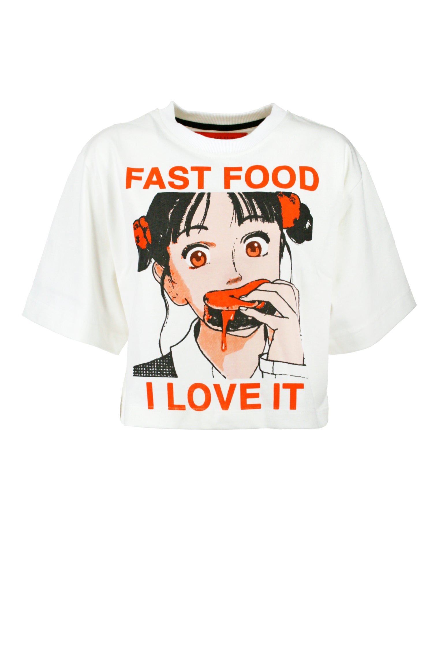 WEISSES T-Shirt Crop Fast Food