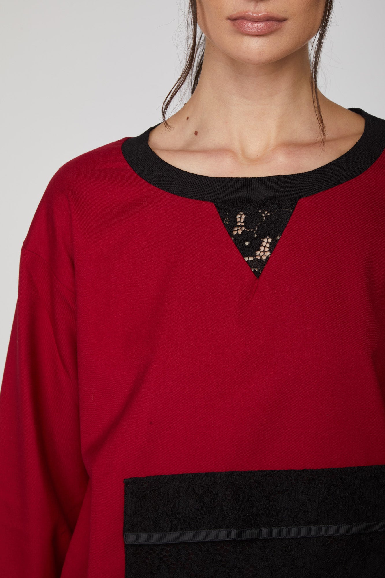 TWINSET Rote Sweatshirt mit Maxi-Fronttasche