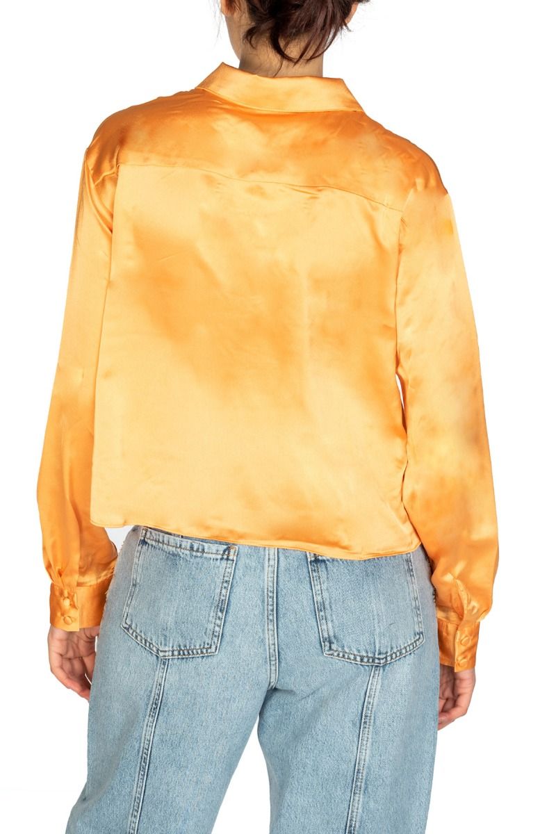 GLAMOURÖSES orangefarbenes Satinhemd