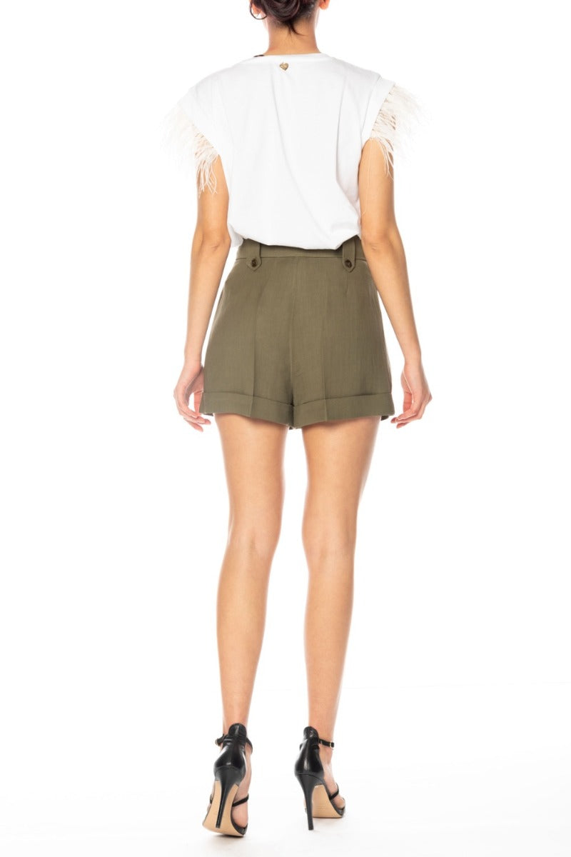 TWINSET Grüne Shorts mit Gürtel