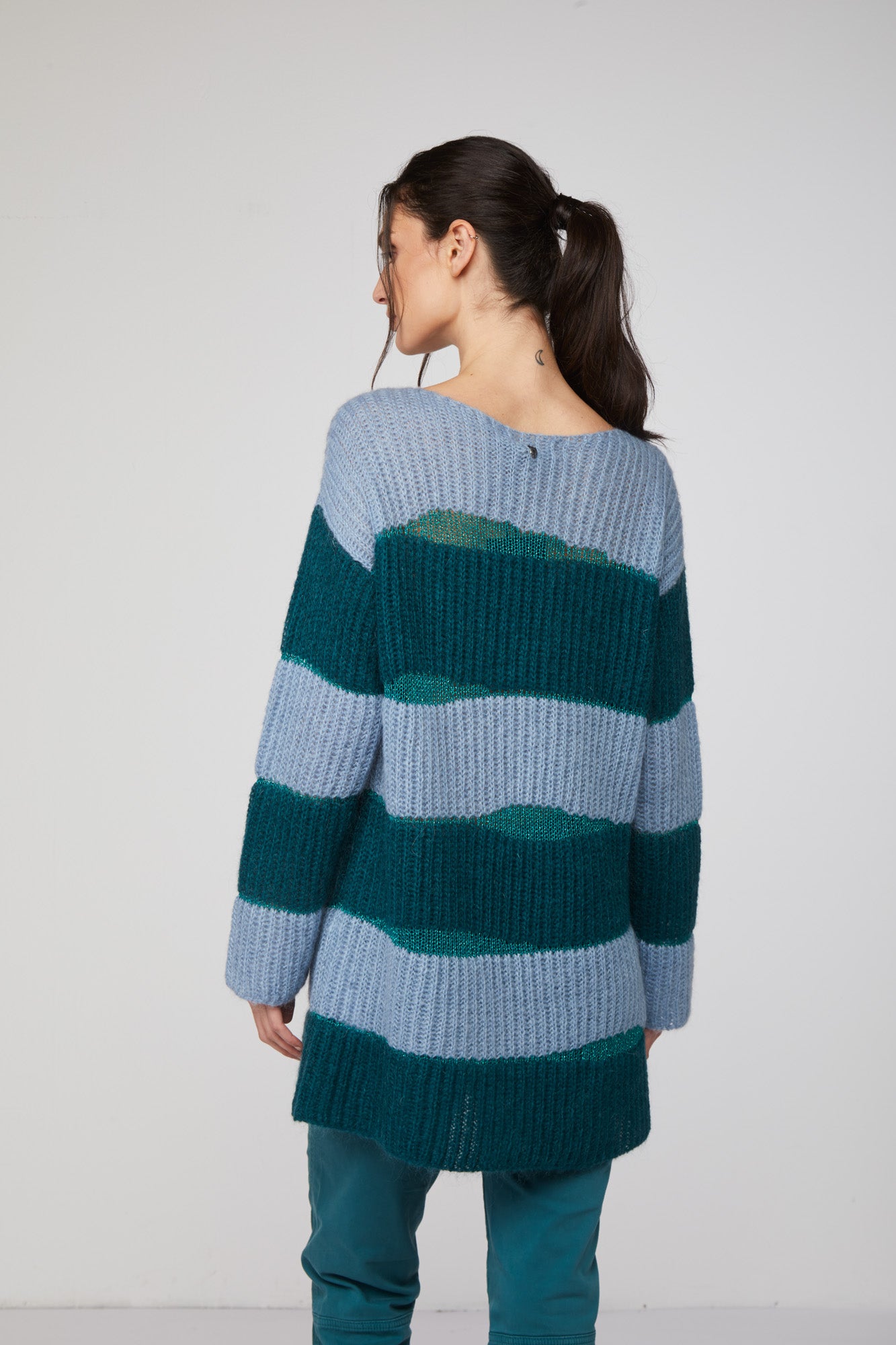 TWINSET Übergroßer gestreifter Pullover
