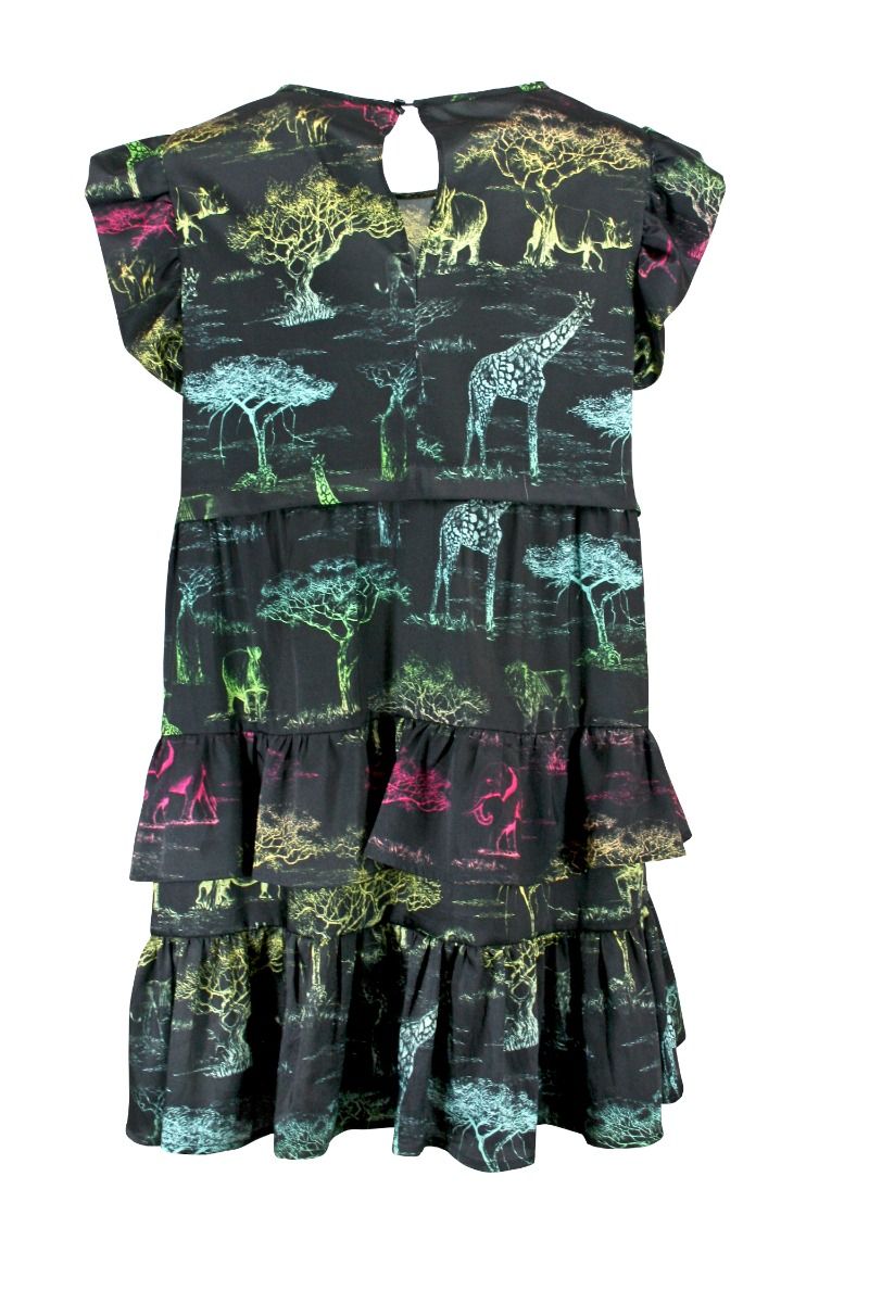 5PROGRESS Kurzes schwarzes Kleid Schwarz Savana-Volants