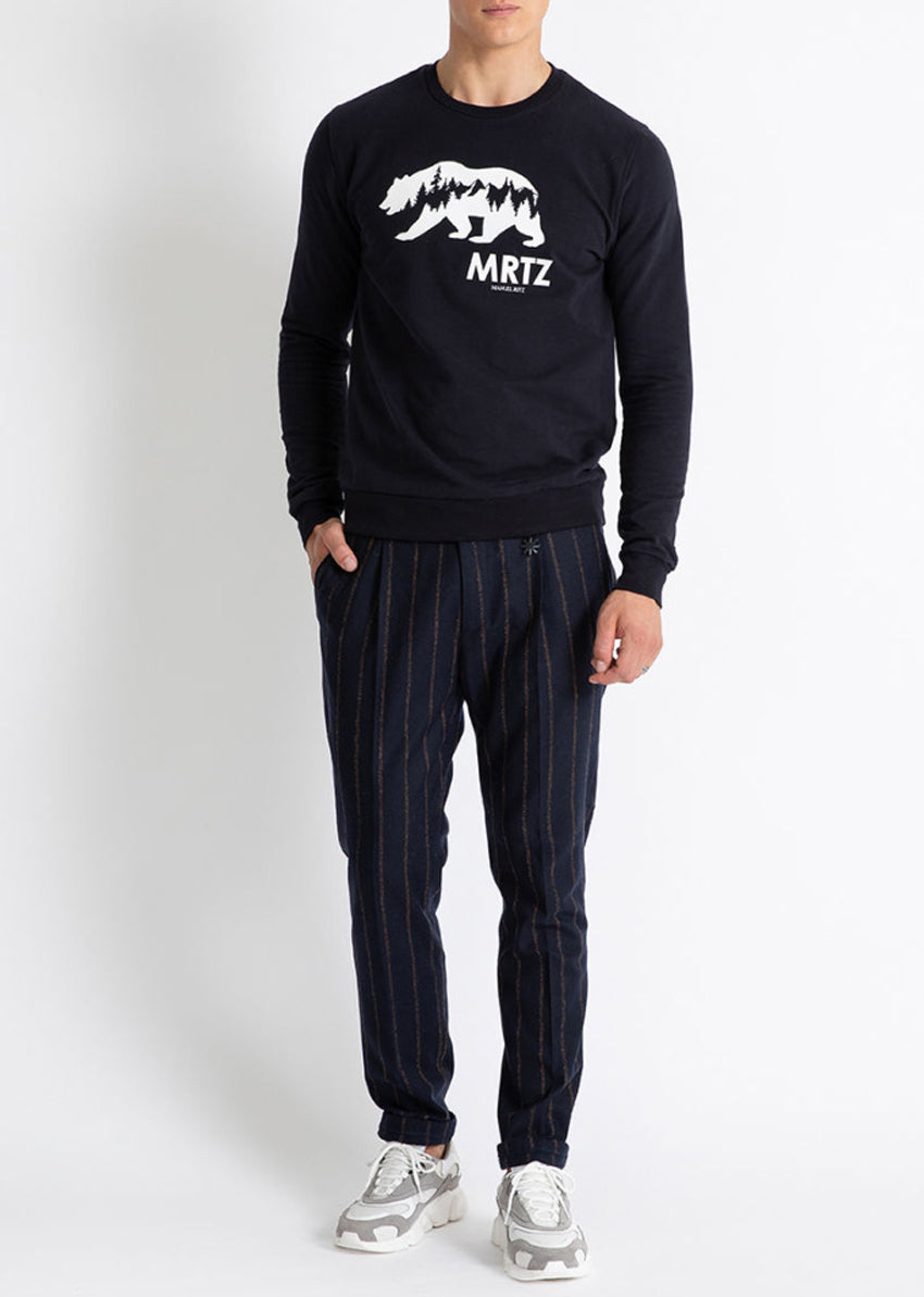 MANUEL RITZ Blau Sweatshirt mit Bergbären-Print