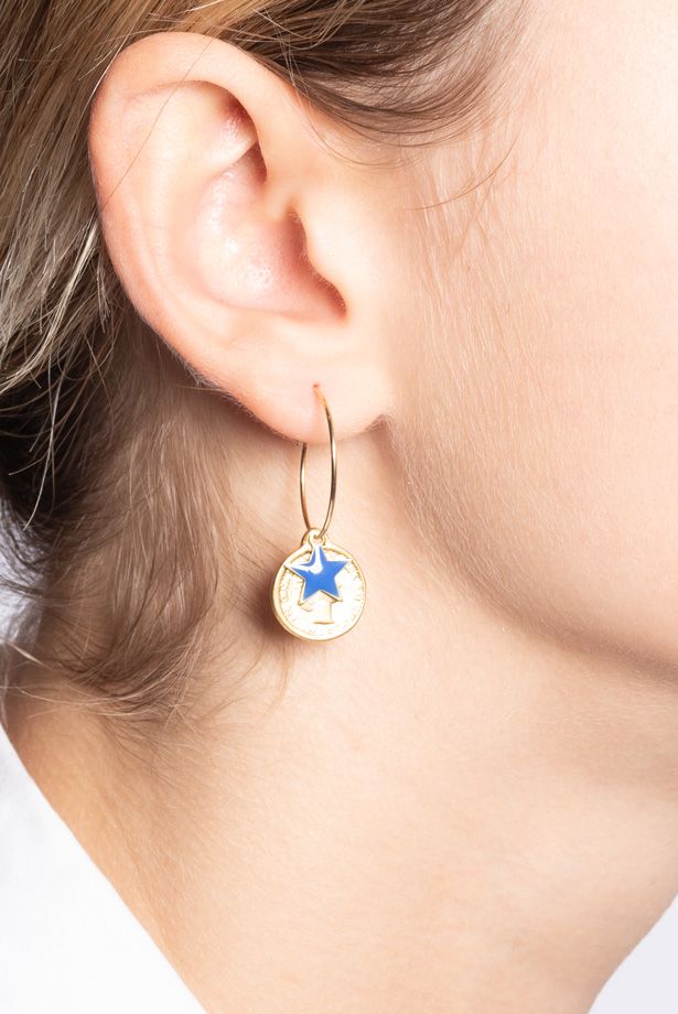 GIZETA Kreisohrringe mit Blau Anhängern