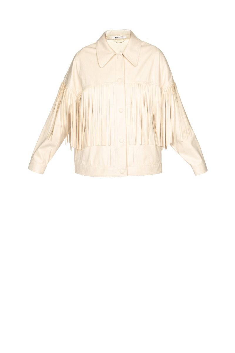 OOF WEAR Weiße Jacke mit Fransen