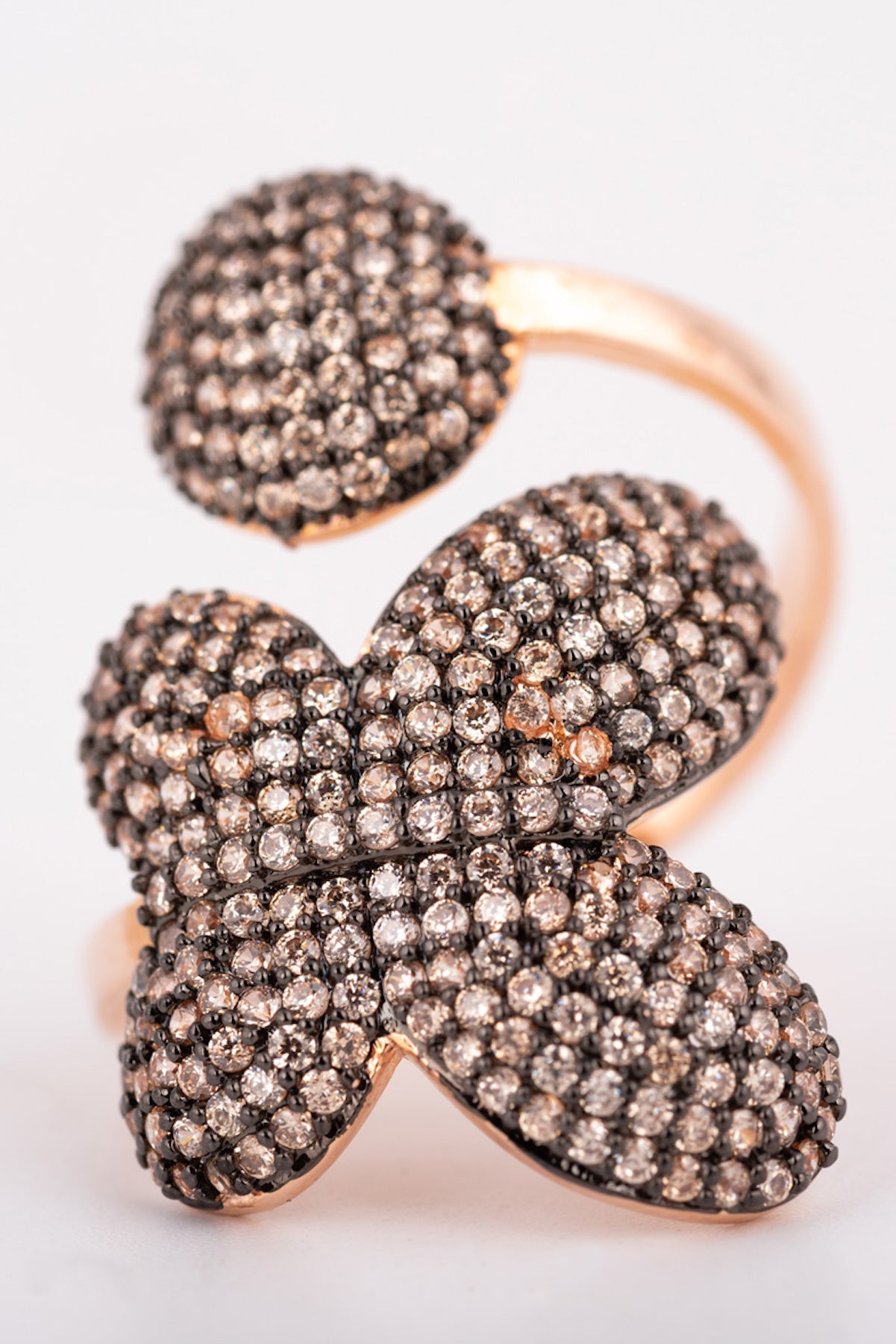 MELUSINA BIJOUX Champagner-Blumen- und Kreisring
