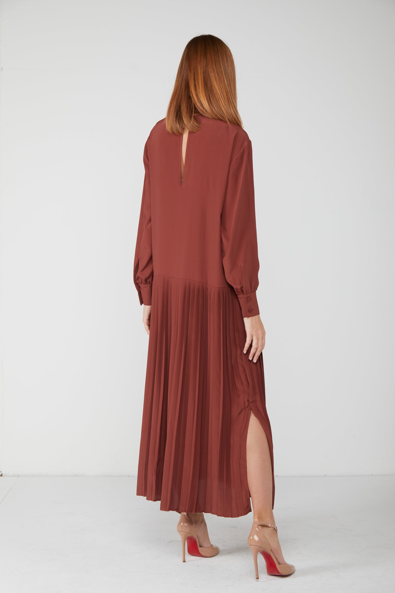 Silke Kleid mit Rock in Ziegelstein