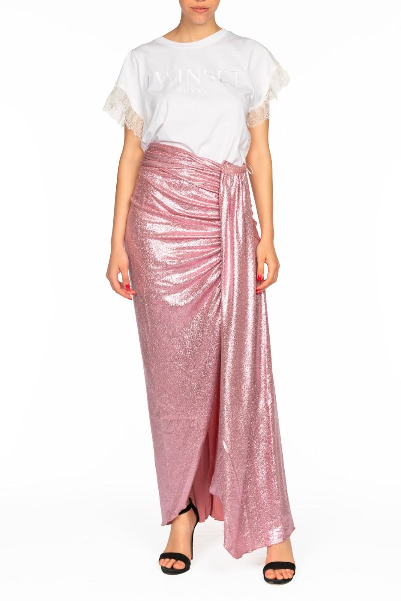 ALESSANDRA GALLO Langer Rock mit Rose Schlitz