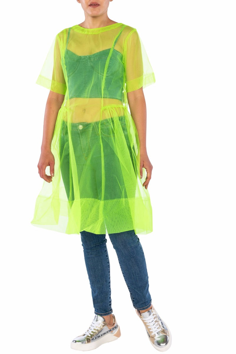 WEISSES Gelbe Tüllkleid
