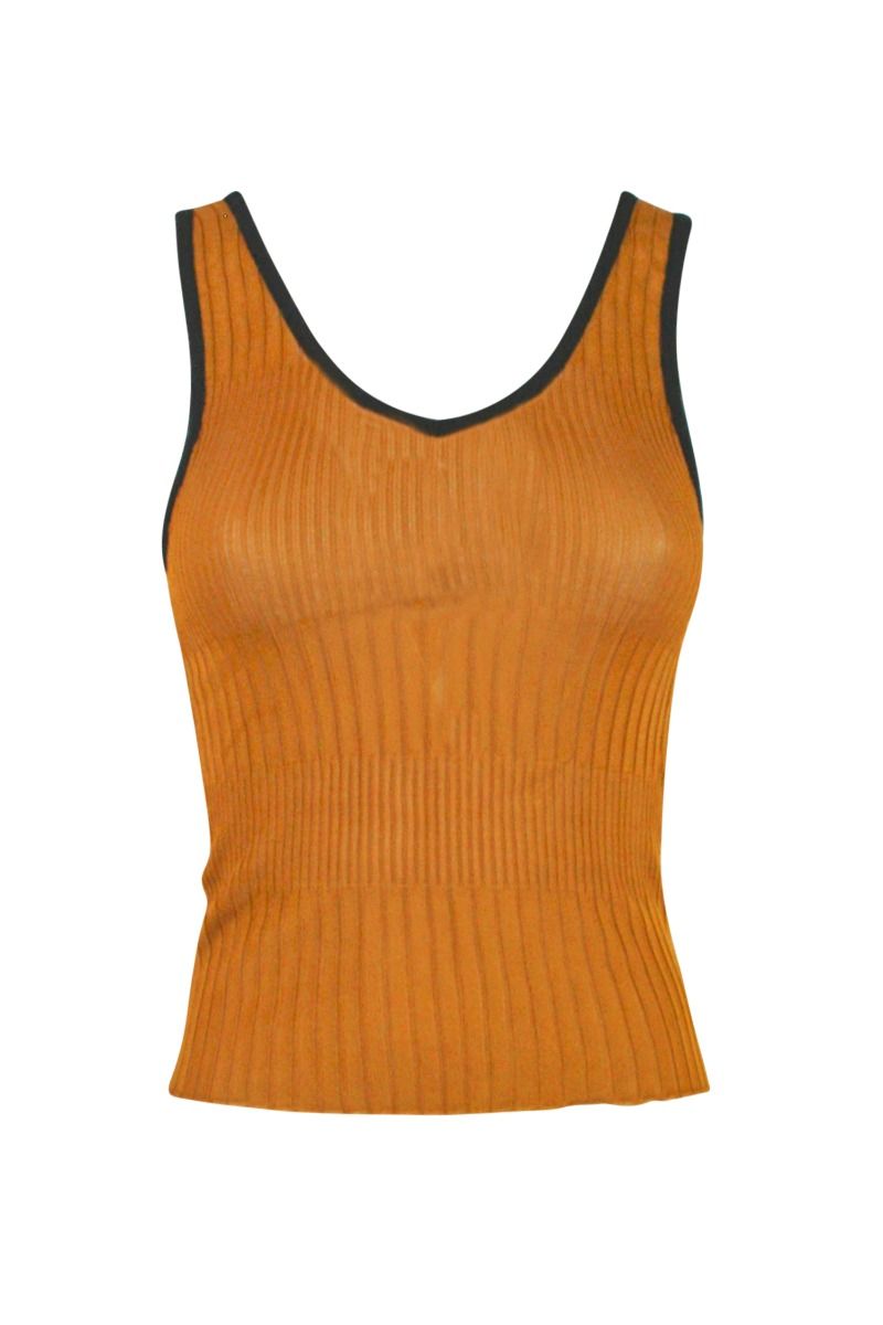 AKEP Senffarbenes, geripptes Tanktop