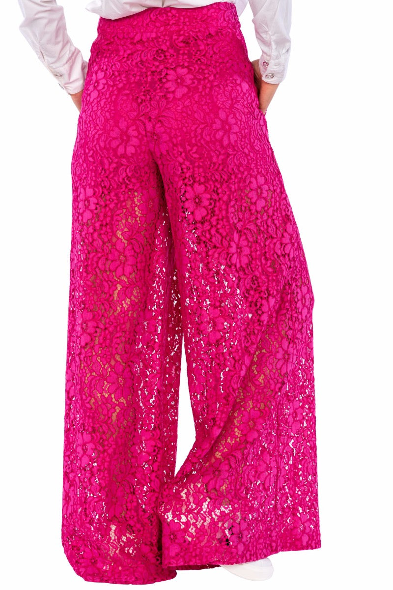 ULTRACHIC Fuchsia-Spitzenhose