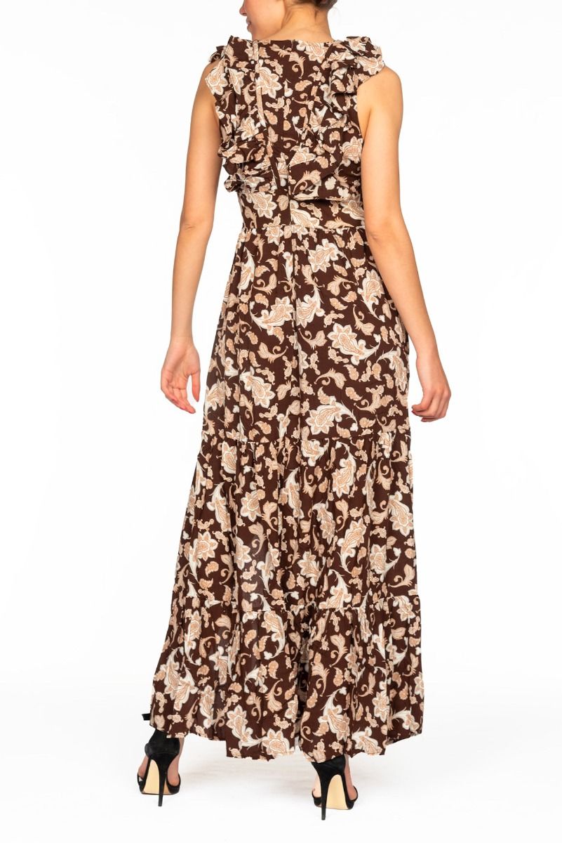 GLAMOURÖSES langes Braun Kleid mit Paisley-Muster