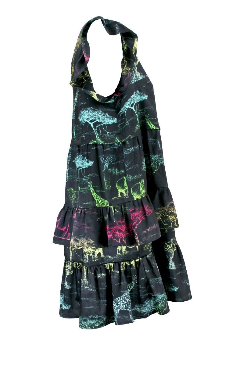 5PROGRESS Kurzes schwarzes Kleid Schwarz Savana-Volants