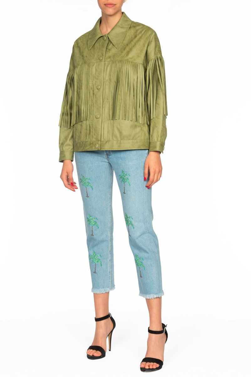 OOF WEAR Grüne Jacke mit Fransen