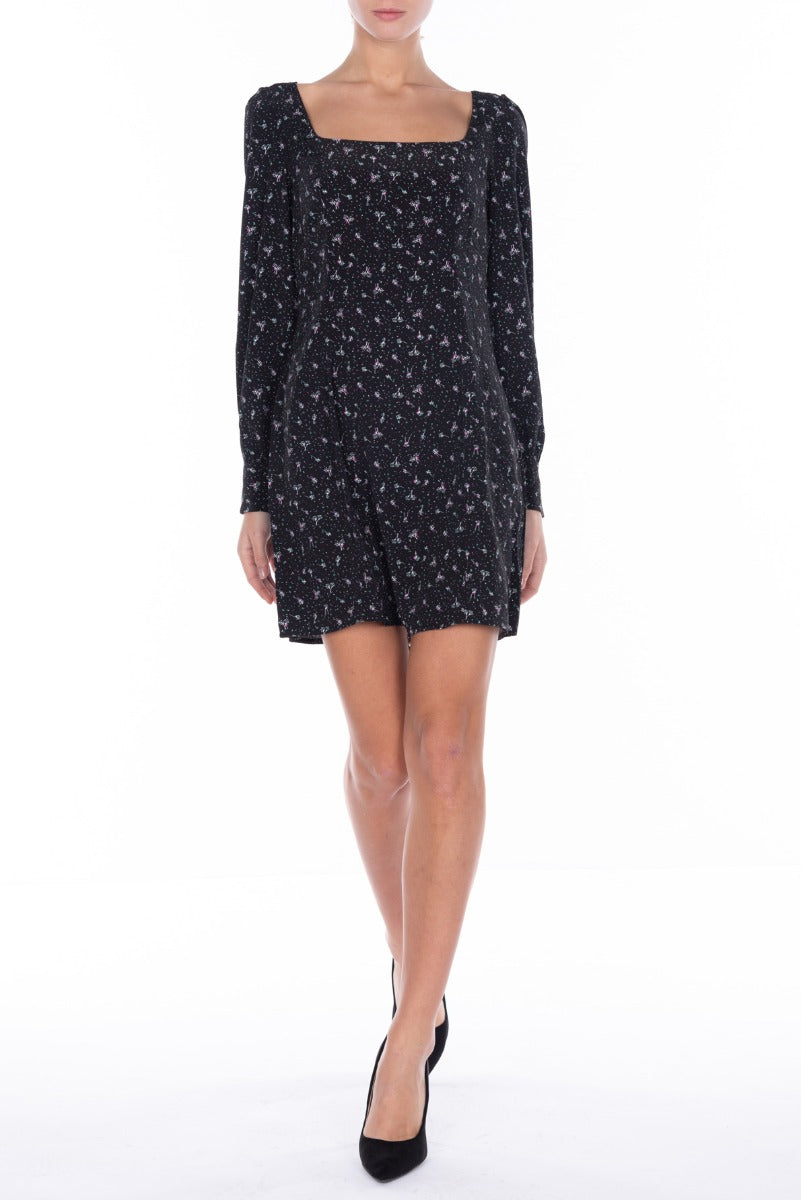 GLAMOURÖSES kurzes schwarzes Kleid Schwarz Blumen