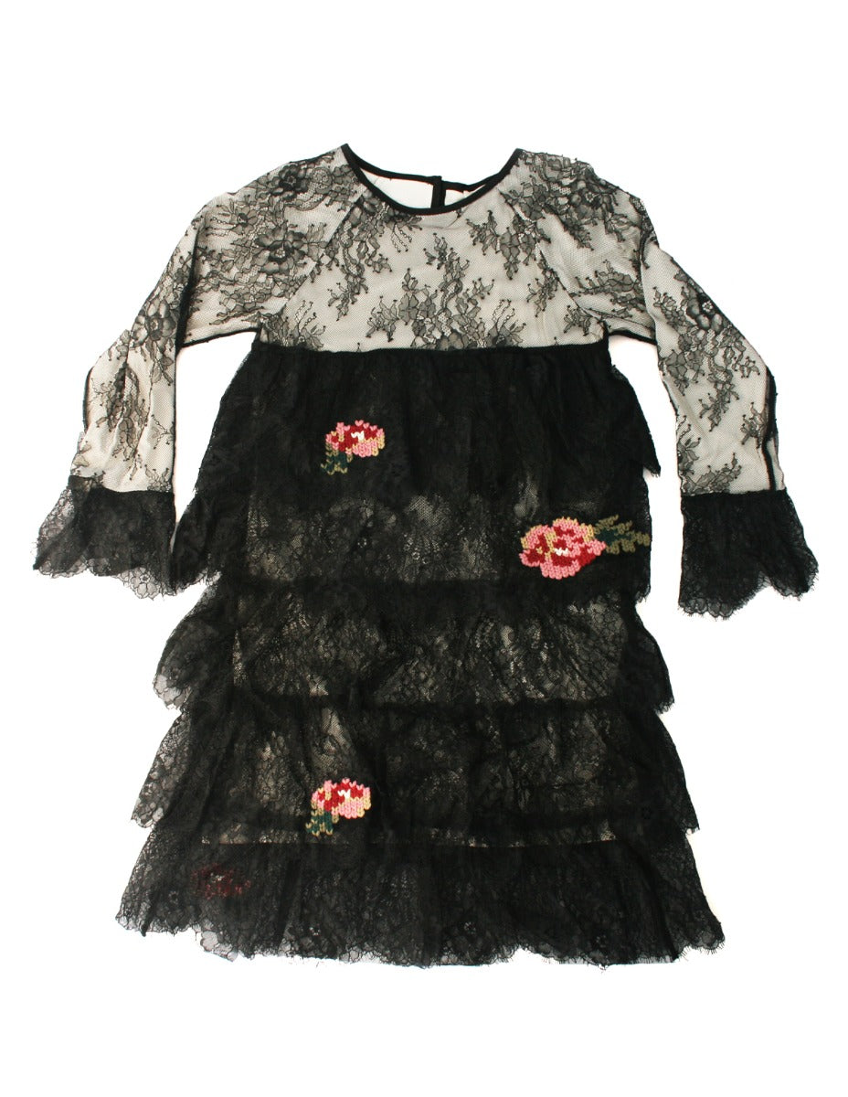 Twinset Girl Kleid aus bestickter Spitze mit Rosen