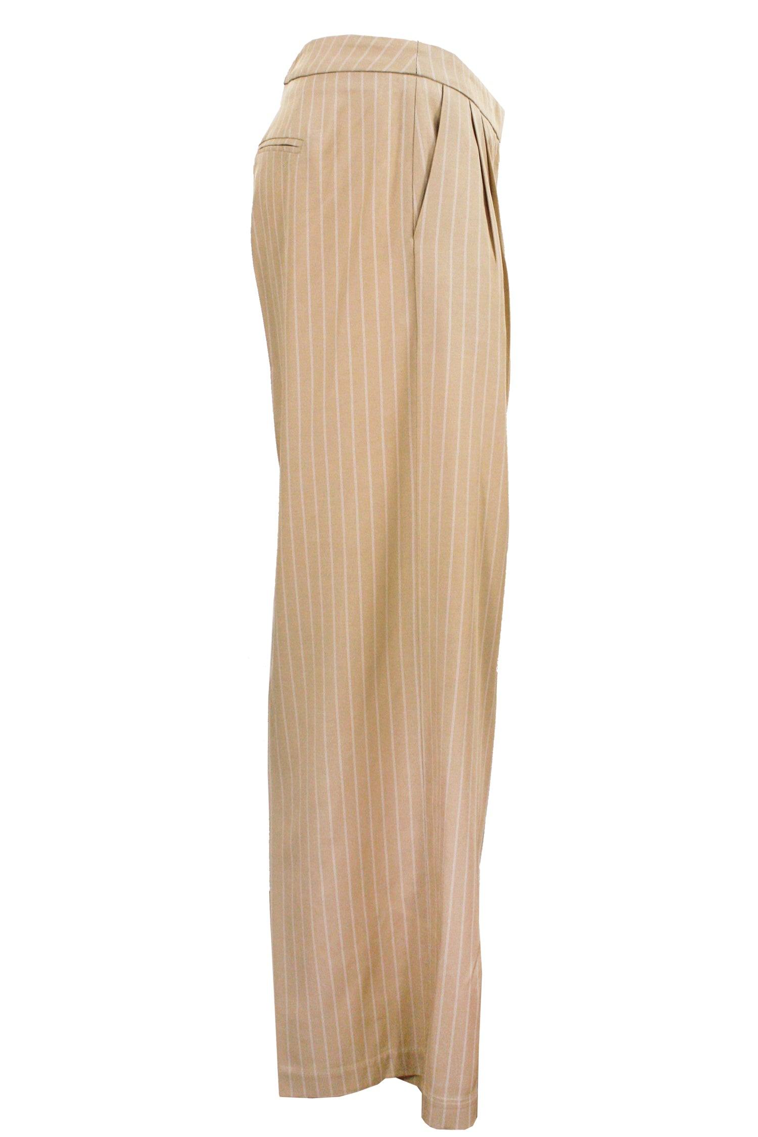 GIULIETTE BROWN Palazzo Pence Beige Nadelstreifenhose