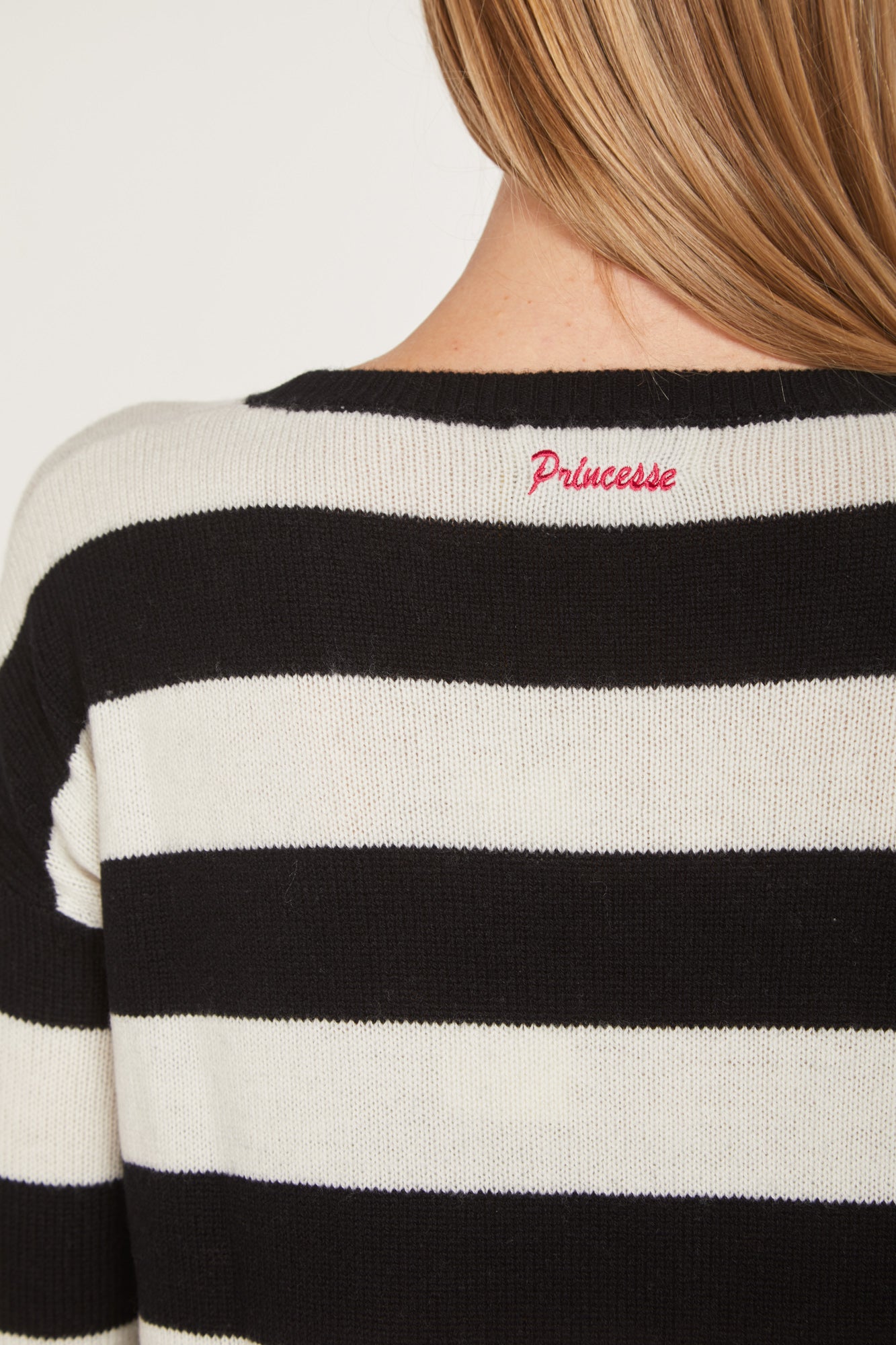 PRINCESSE LODO Übergroßer gestreifter Spitzenpullover