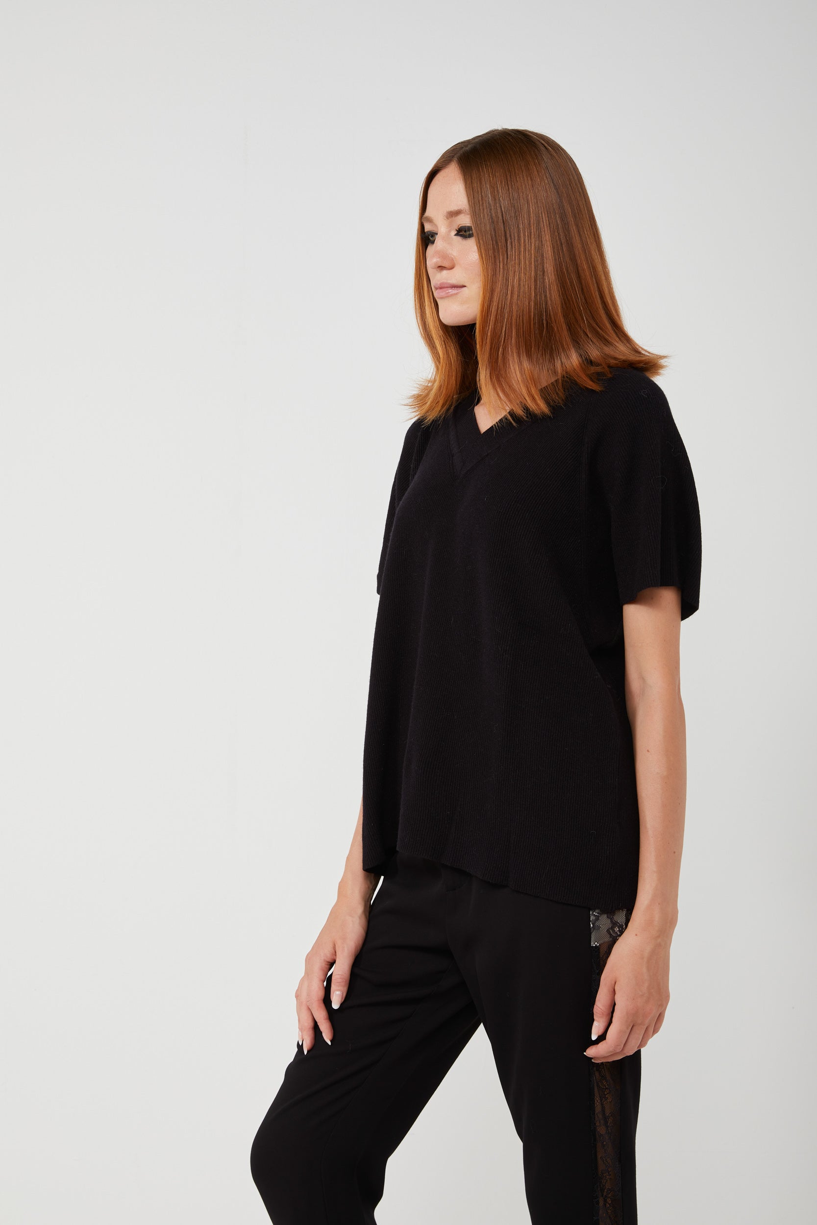 VICOLO Schwarz Pullover mit V-Ausschnitt