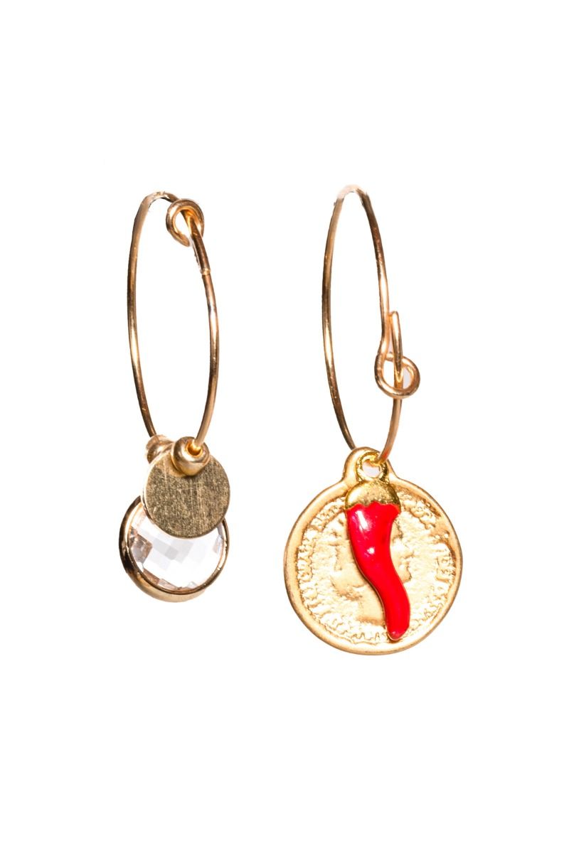 GIZETA Kreisohrringe mit Rote Horn