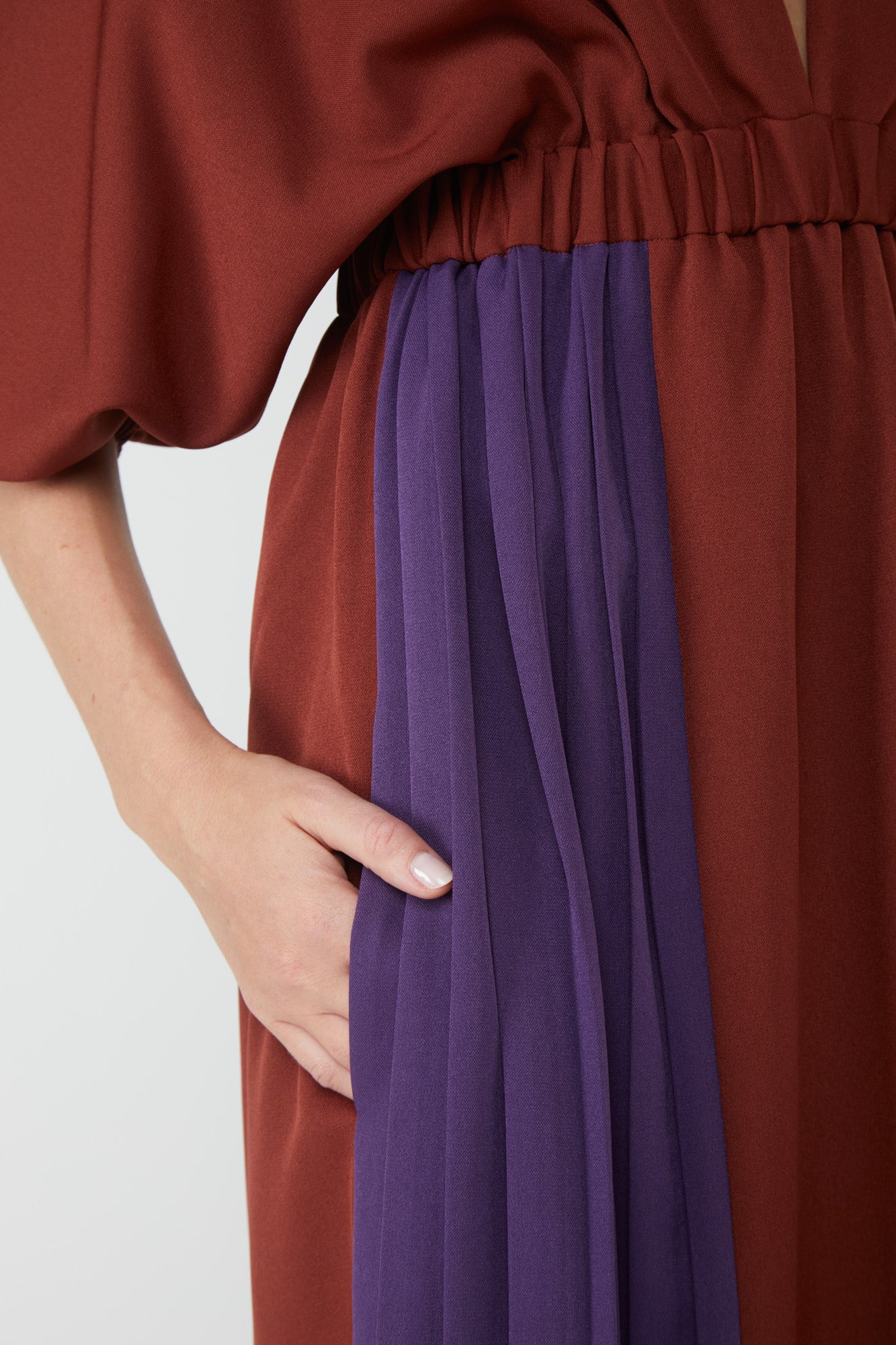 Seiden-Kimono-Kleid Silke mit violettem Einsatz