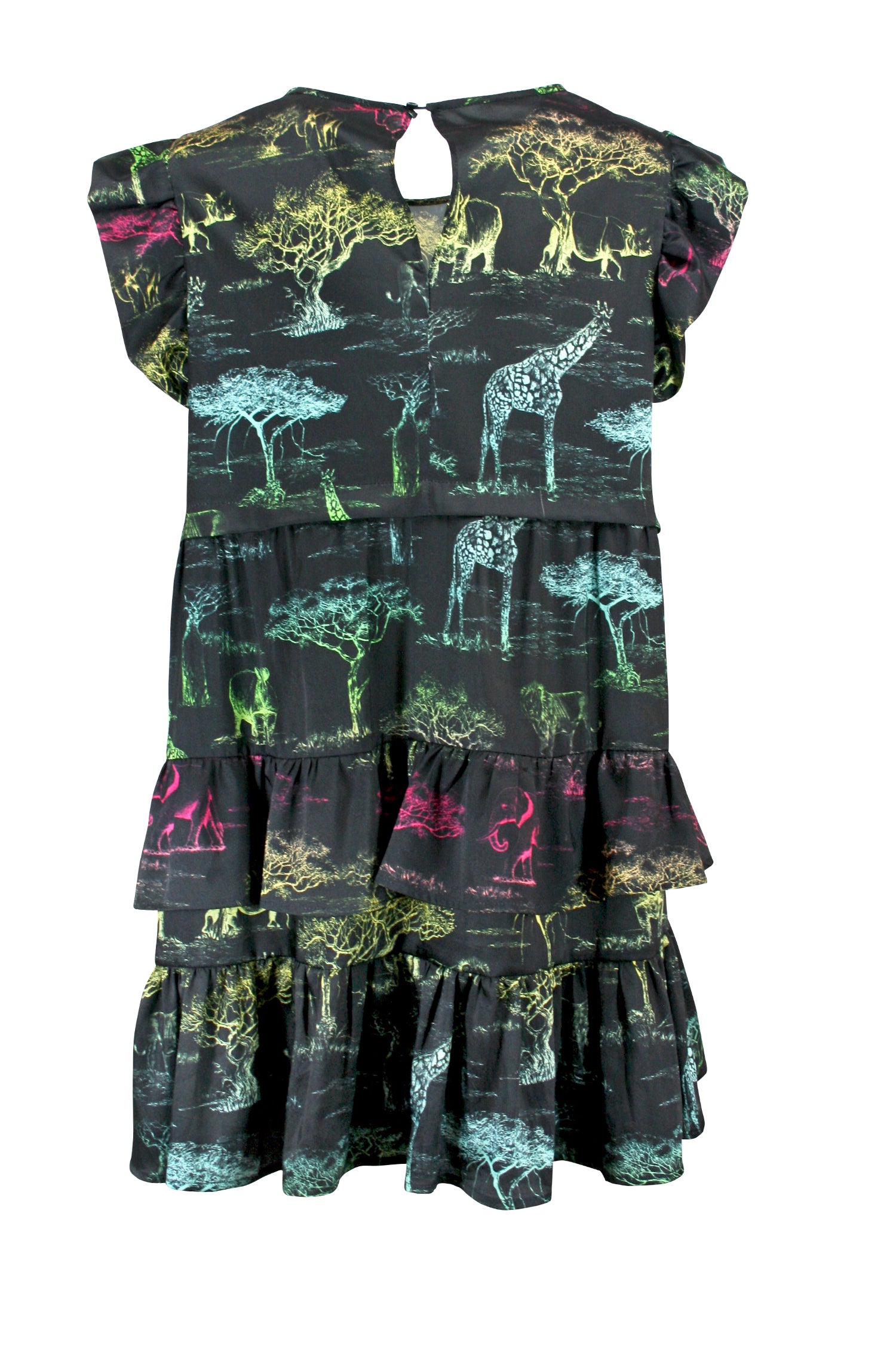 5PROGRESS Kurzes schwarzes Kleid Schwarz Savana-Volants