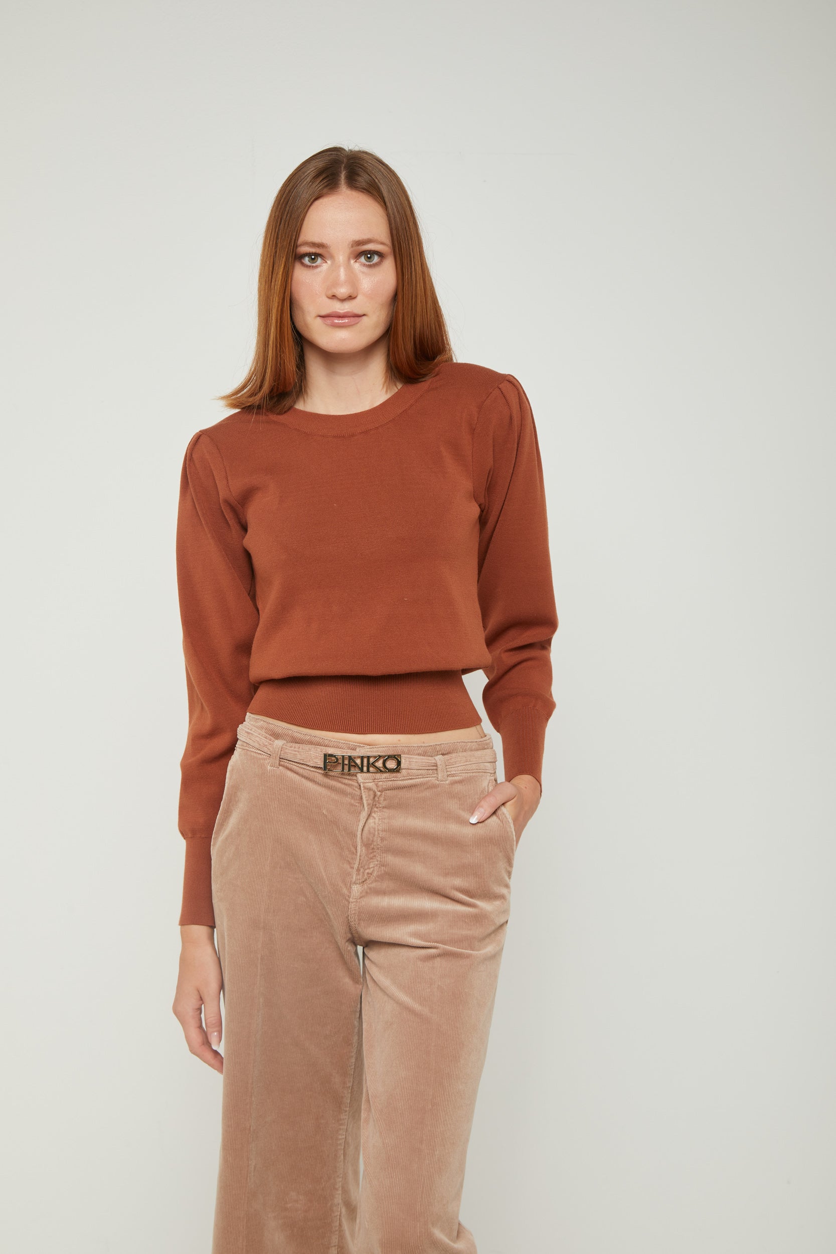 VICOLO Braun Pullover mit Puffschultern