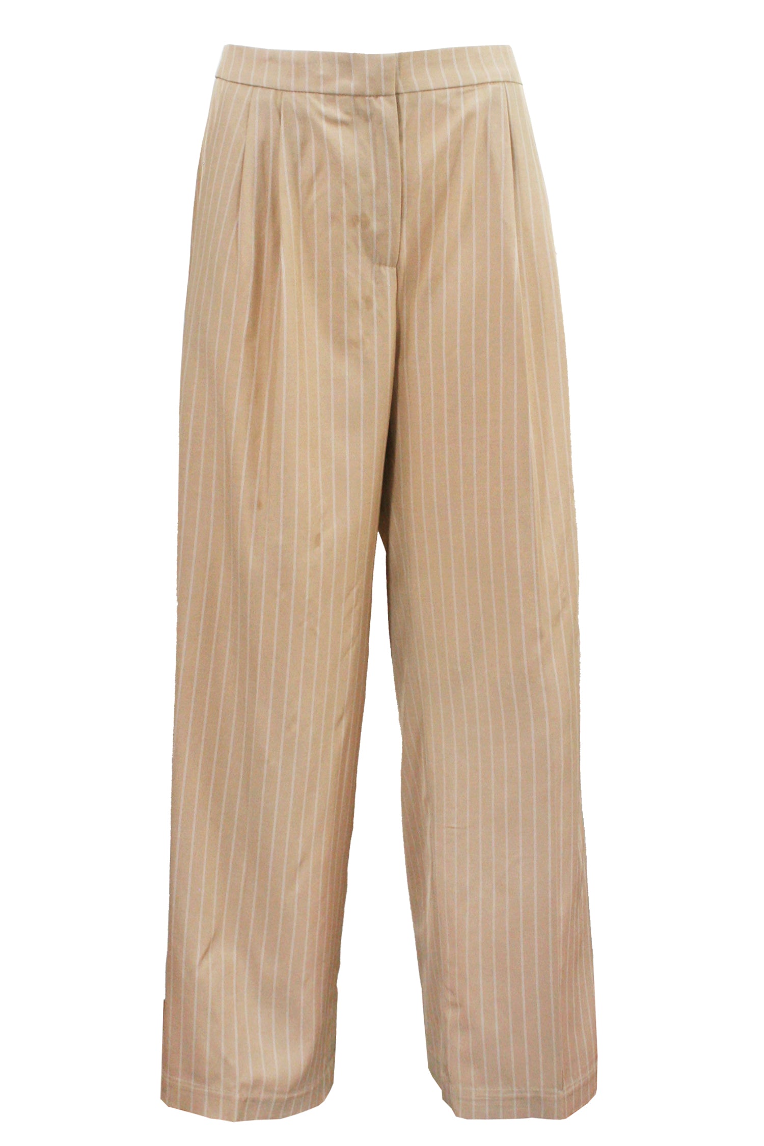 GIULIETTE BROWN Palazzo Pence Beige Nadelstreifenhose