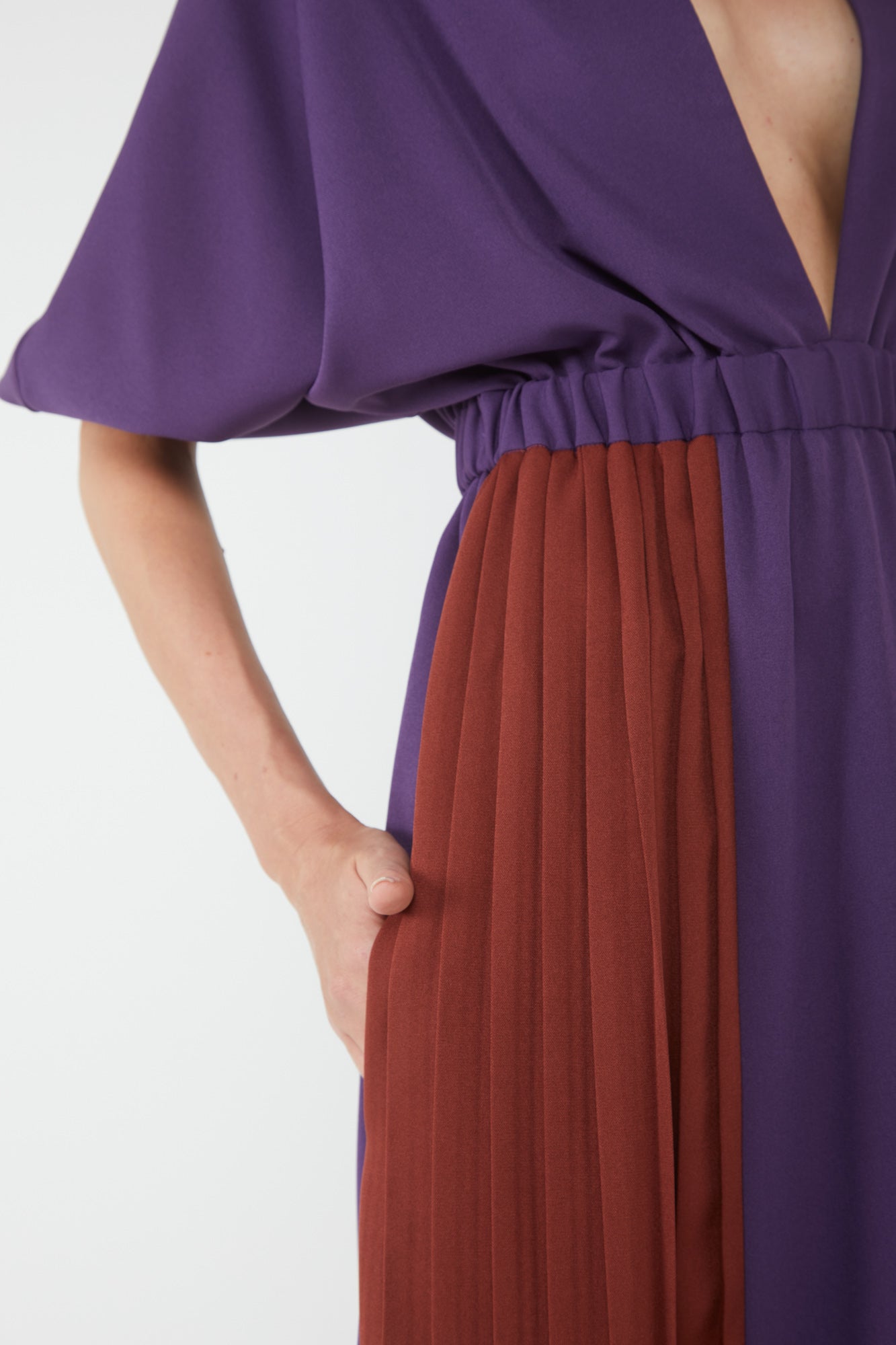 Lilafarbenes Kimonokleid Silke mit Ziegeleinsatz