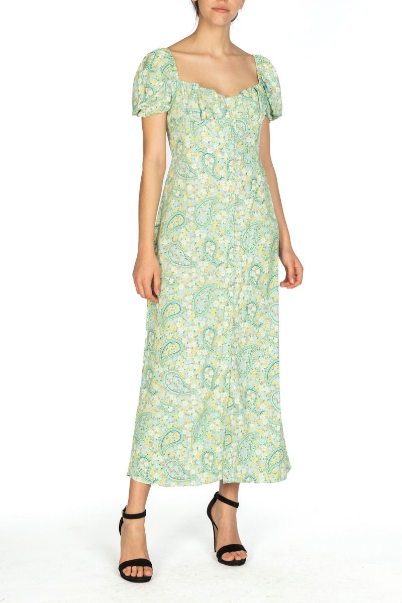GLAMOURÖSES langes Grüne Paisley-Kleid