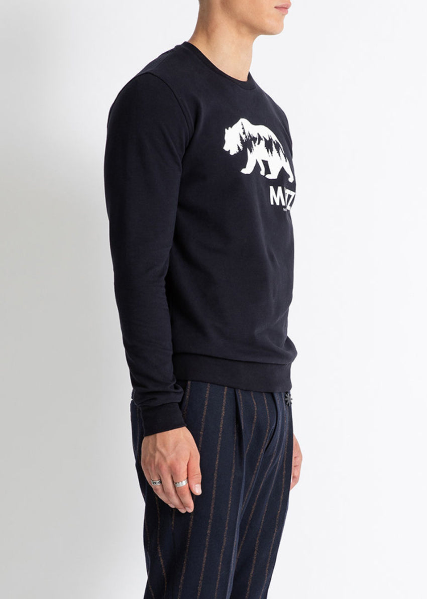MANUEL RITZ Blau Sweatshirt mit Bergbären-Print