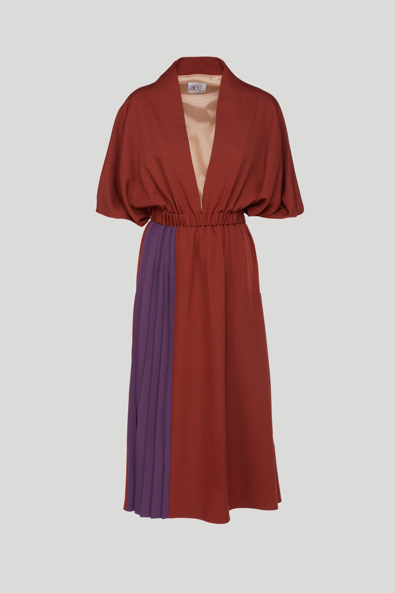 Seiden-Kimono-Kleid Silke mit violettem Einsatz