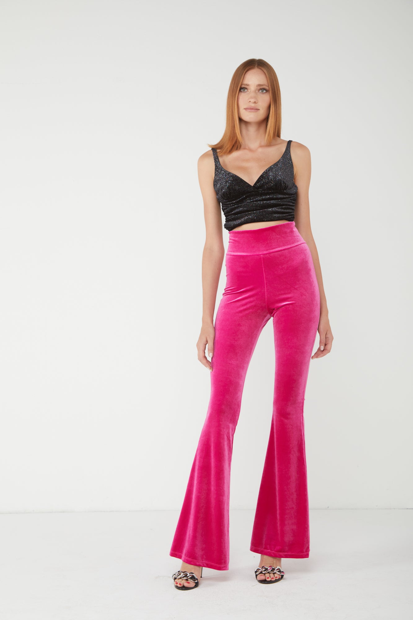 ALESSANDRA GALLO Fuchsia Samt-Schlaghose