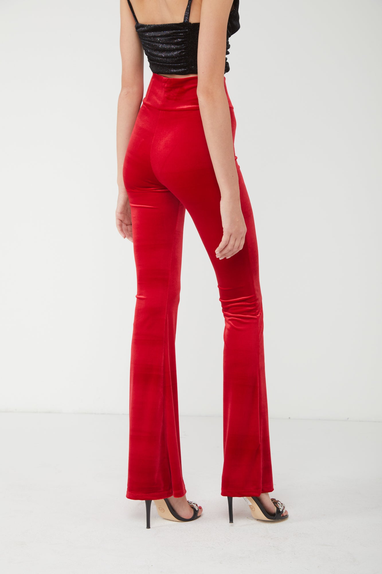 ALESSANDRA GALLO Schlaghose aus Rote Samt