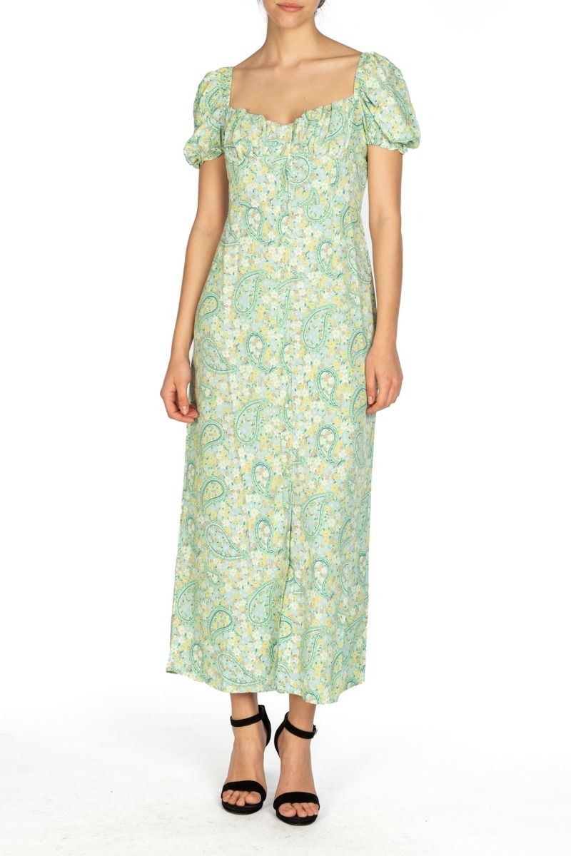 GLAMOURÖSES langes Grüne Paisley-Kleid