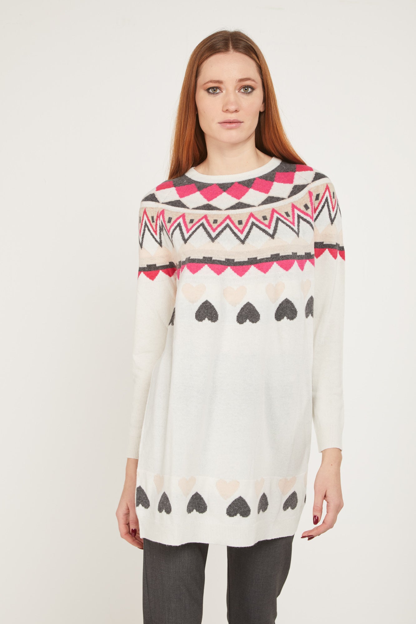 PRINCESSE LODO Übergroßer Pullover mit cremefarbenem Muster