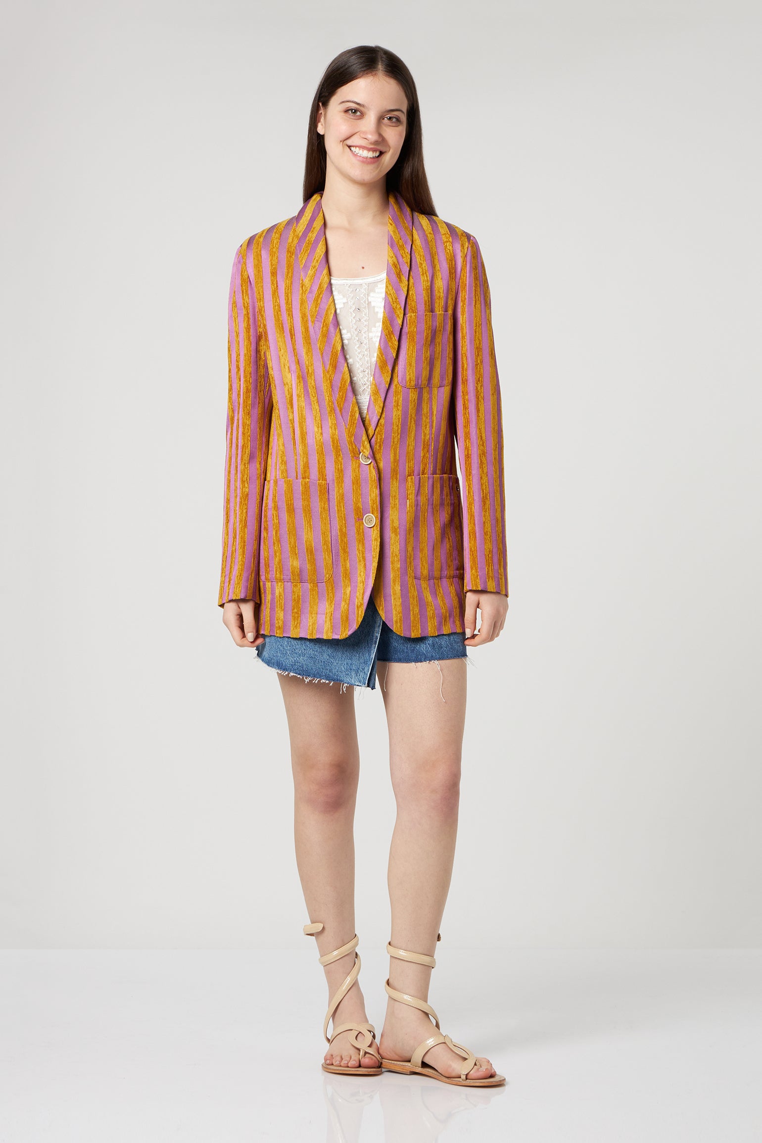 PATRZIA PEPE Color Stripes Einreihige Jacke