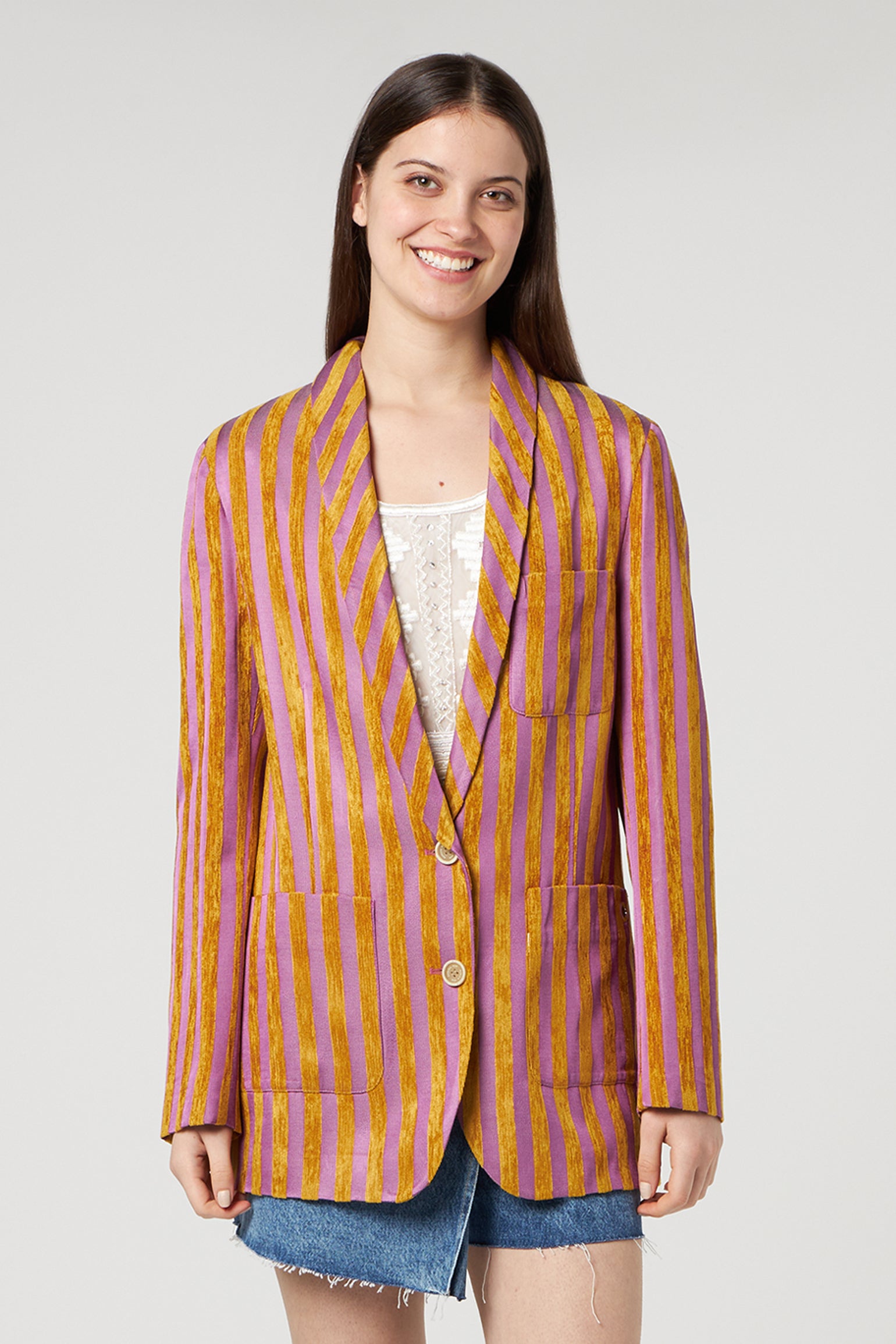 PATRZIA PEPE Color Stripes Einreihige Jacke