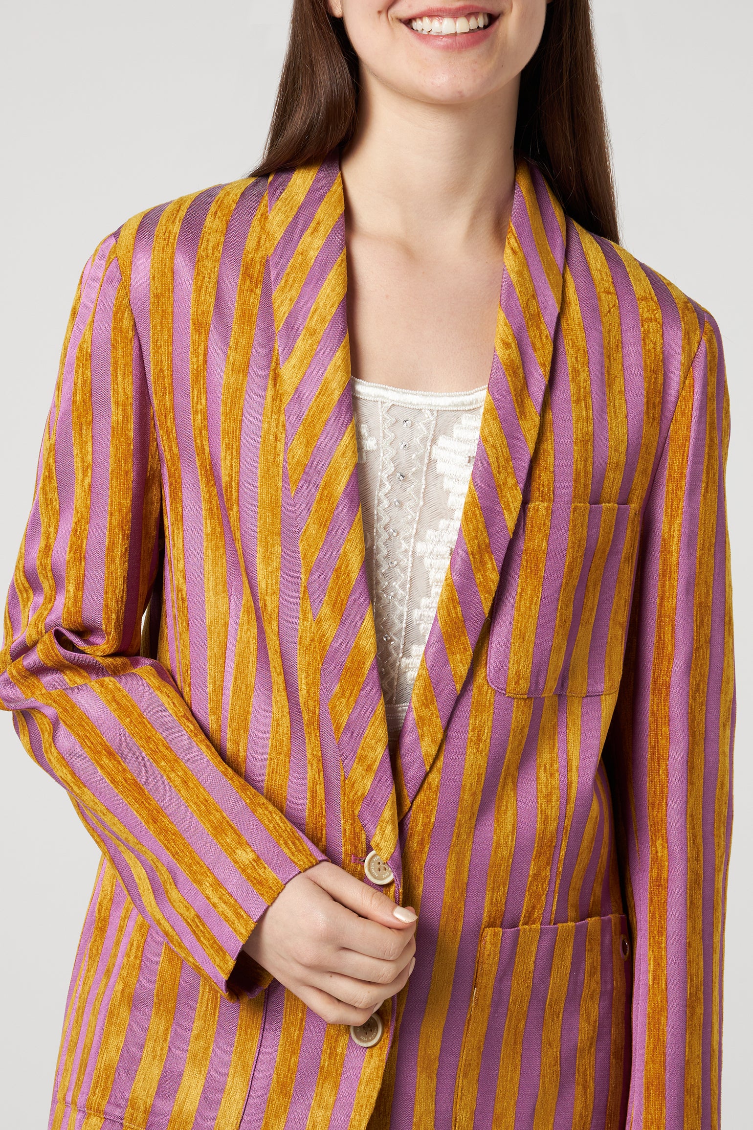 PATRZIA PEPE Color Stripes Einreihige Jacke