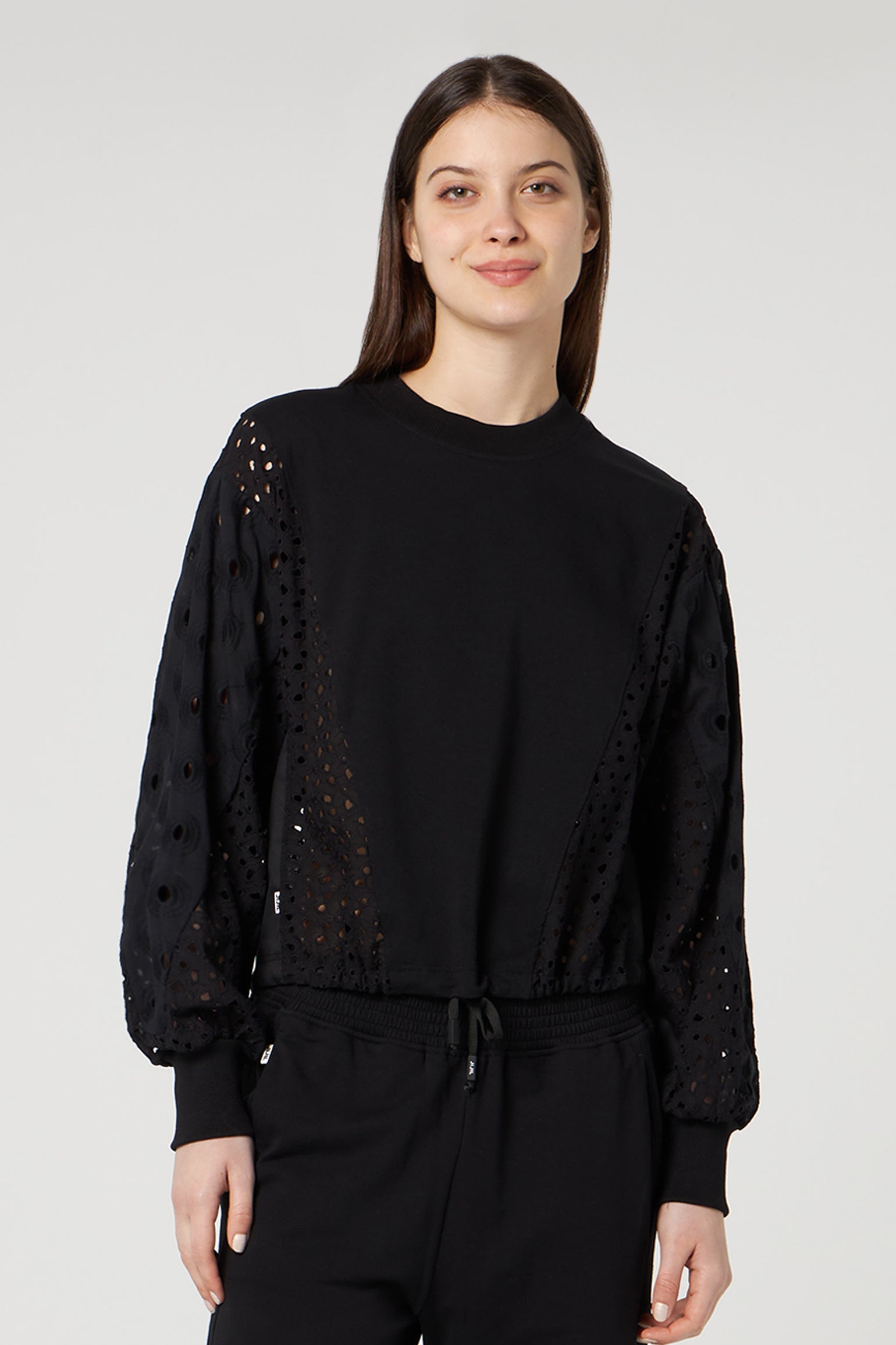 JIJIL Schwarz Sweatshirt mit perforierten Ärmeln
