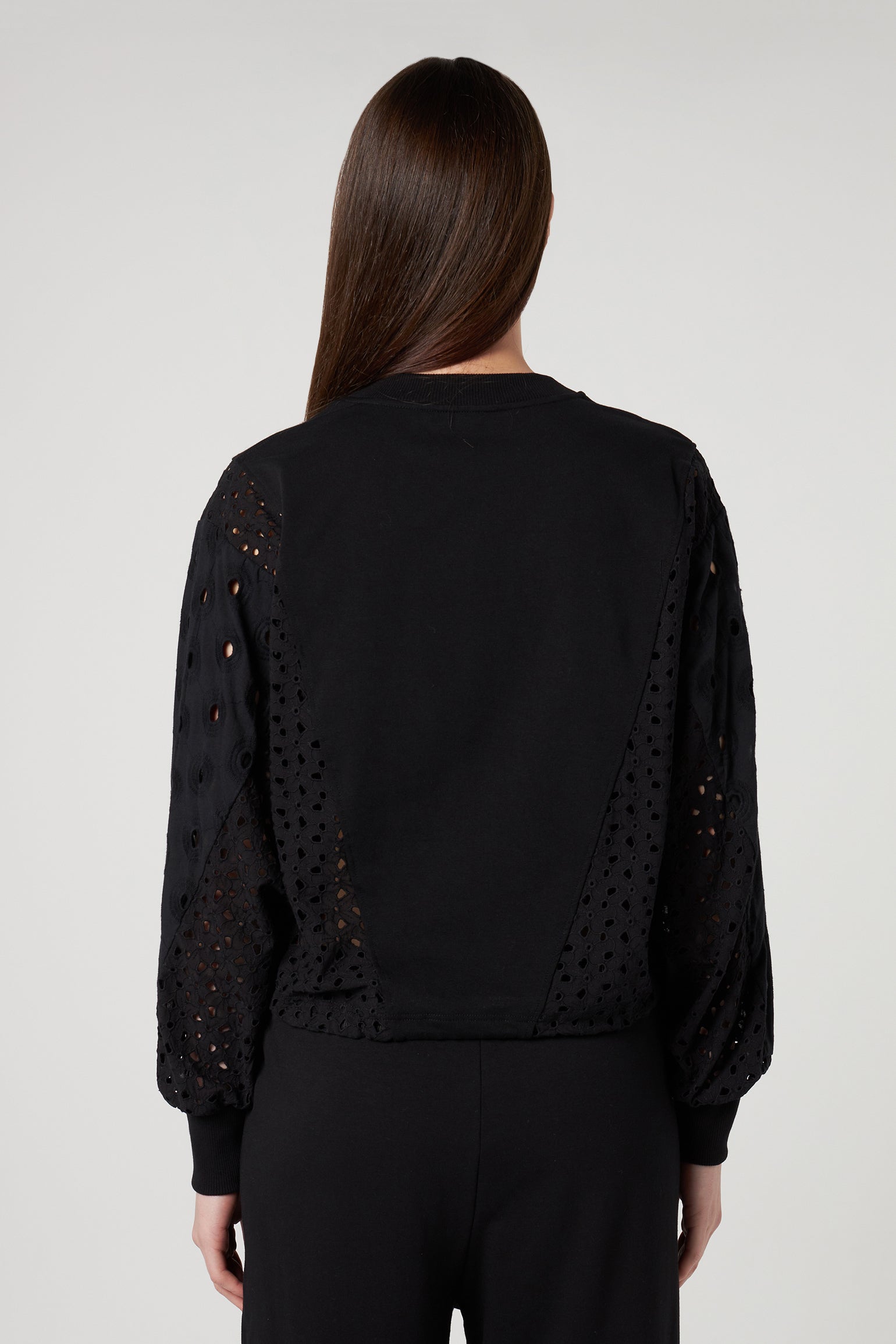 JIJIL Schwarz Sweatshirt mit perforierten Ärmeln