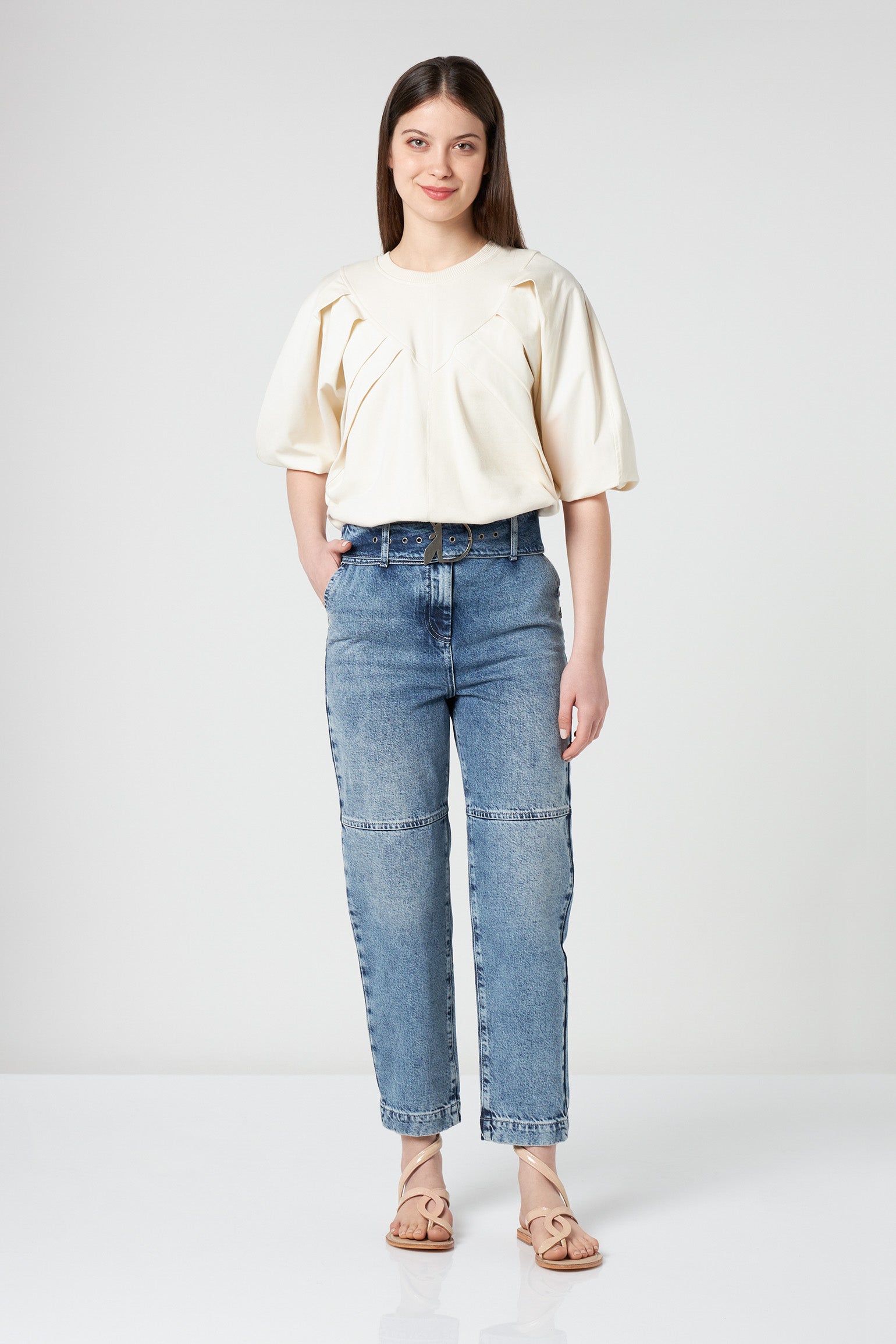 JIJIL Elfenbeinfarbenes Baumwoll-Sweatshirt