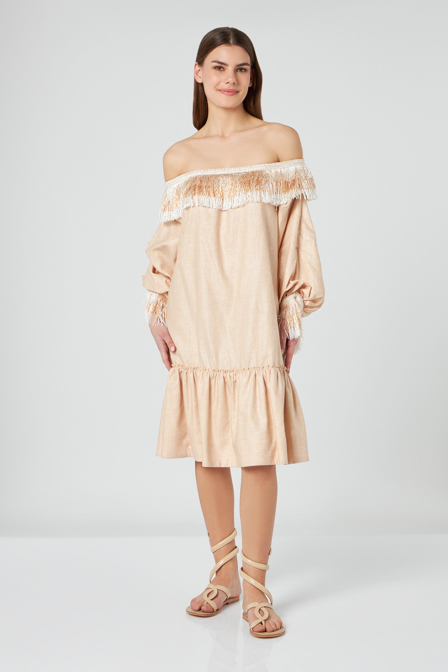 JIJIL Tofu-Fransenkleid