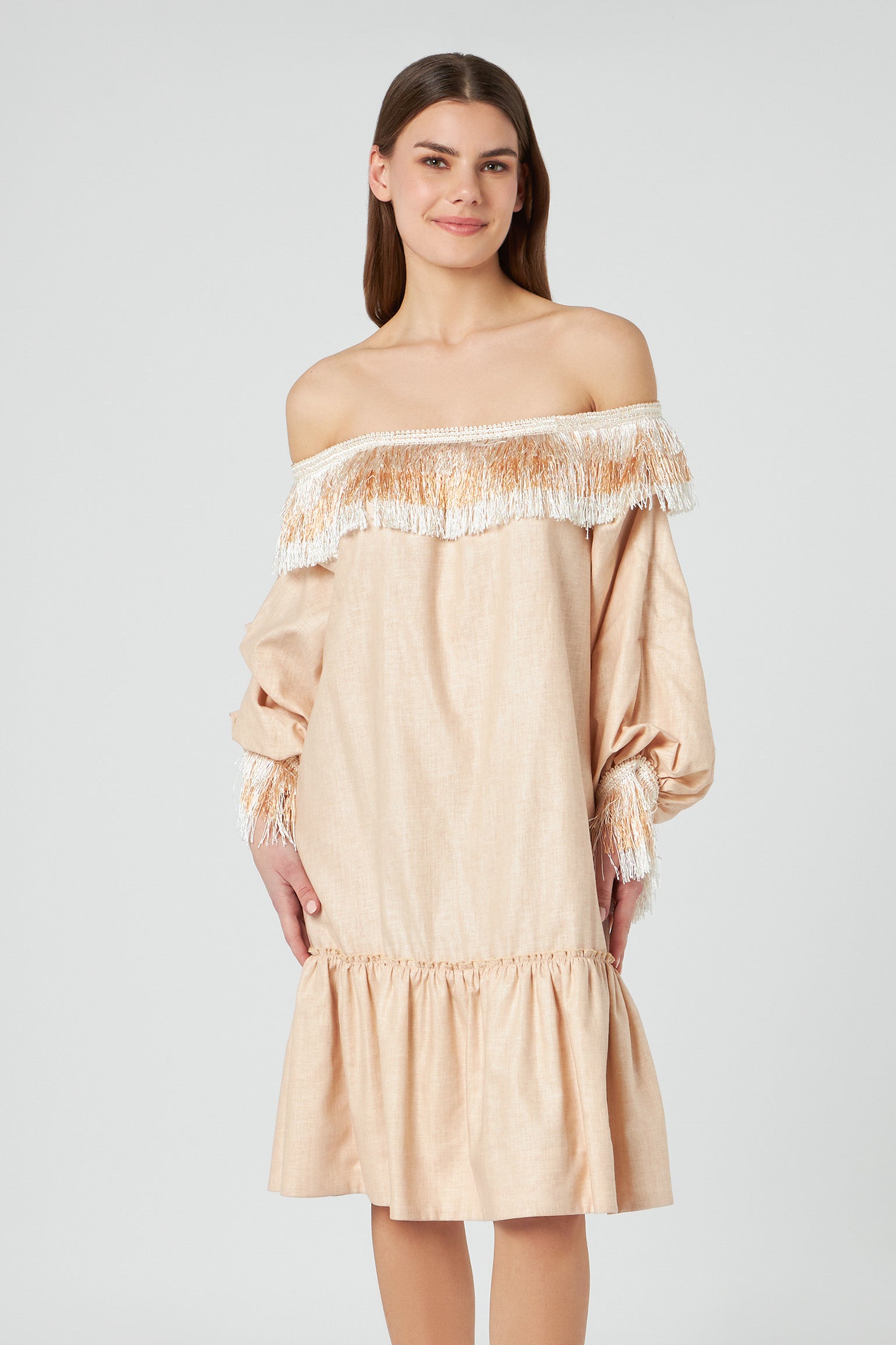 JIJIL Tofu-Fransenkleid