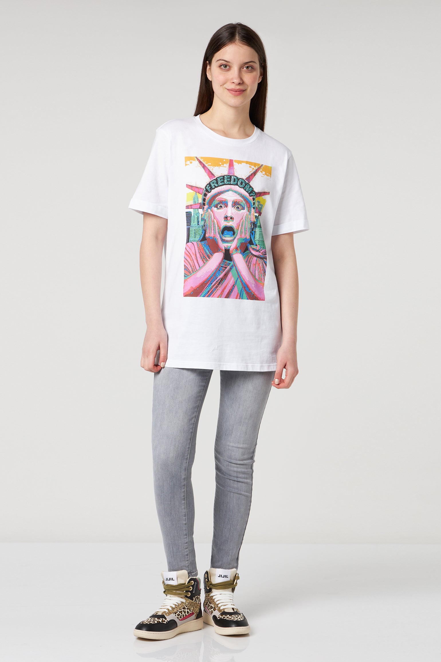 JIJIL Weiße T-Shirt mit Freedom-Aufdruck