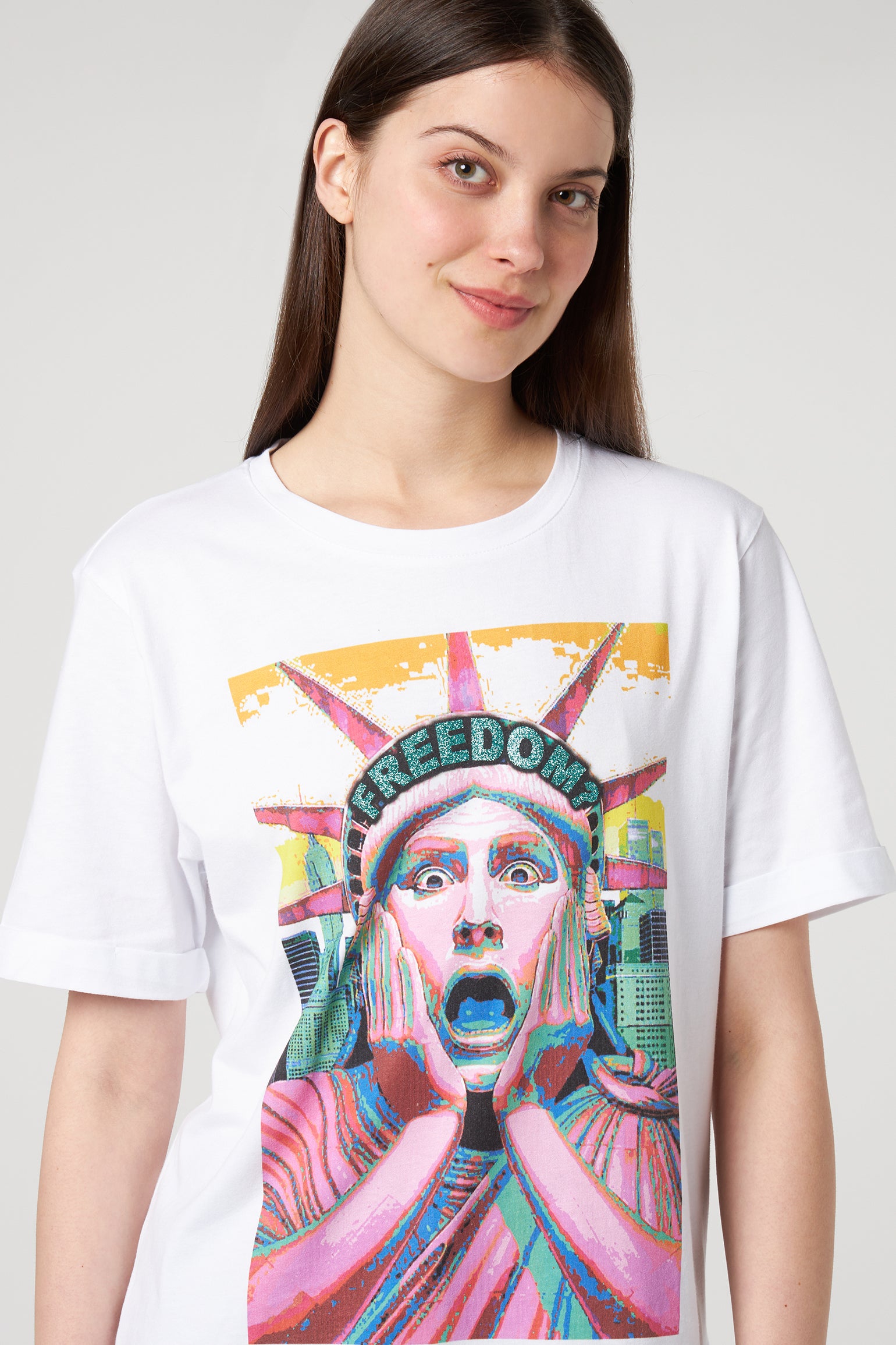 JIJIL Weiße T-Shirt mit Freedom-Aufdruck