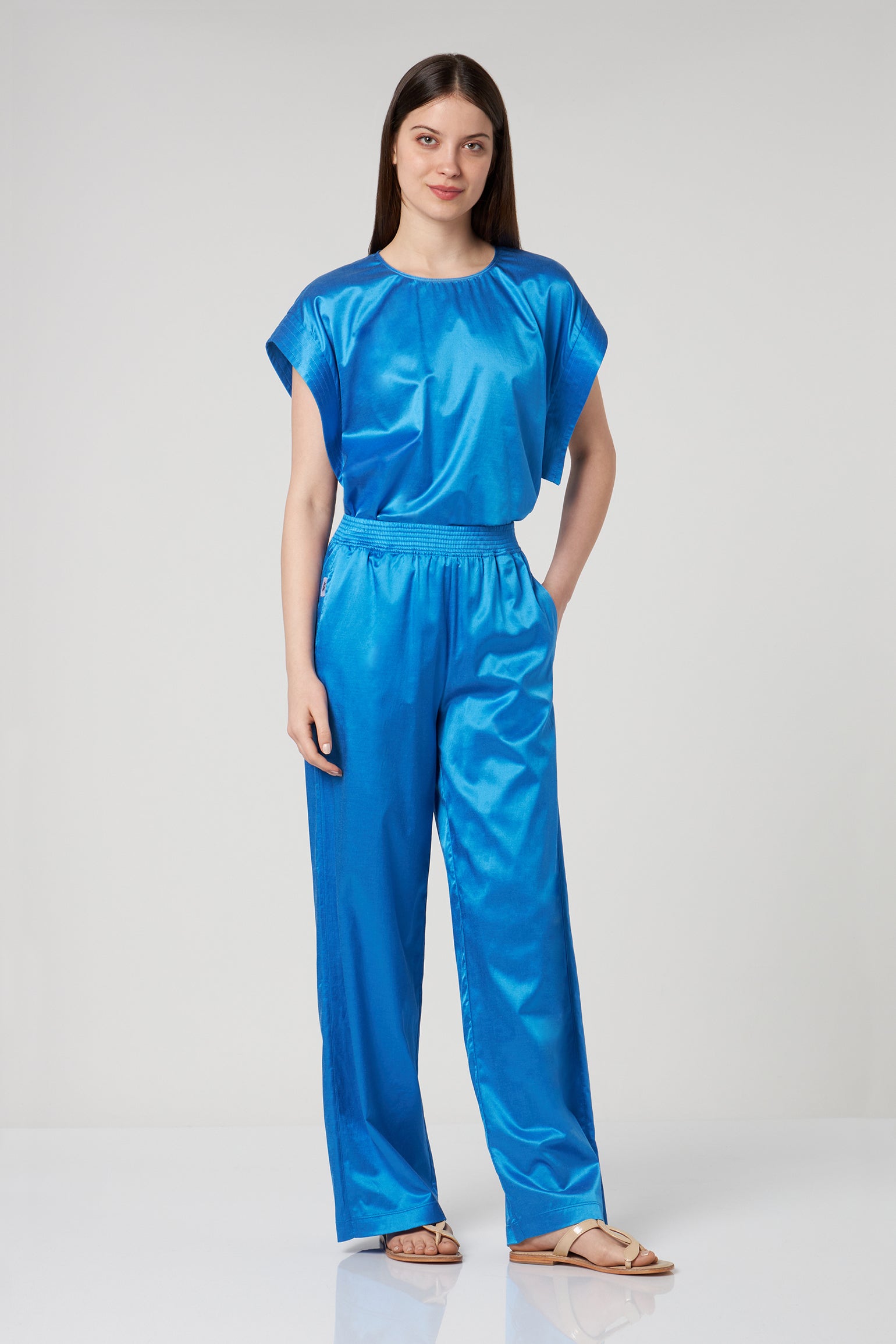 JIJIL Blau Palazzo-Hose aus Satin